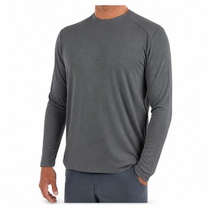 Venta al por mayor de los hombres de fibra de bambú camiseta de EE. UU. Fiel a la talla de manga larga de bambú Spandex camiseta de impresión personalizada de bambú para los hombres - Product Image 1