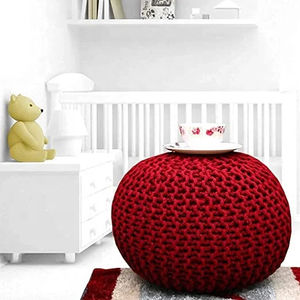 Más PUF otomano tejido de algodón natural trenzado redondo plegable 18 "X 10 para uso en dormitorios, apartamentos y casas de campo - Product Image 1