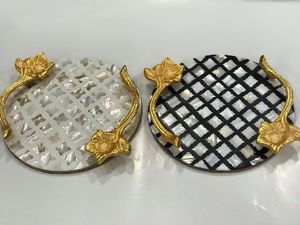 รูปแบบคลาสสิกทรงกลมแรงบันดาลใจถาดตกแต่งเก๋สีขาวกลาง, แม่อเนกประสงค์ของถาดมุกสําหรับการตกแต่งบ้านที่ทันสมัย - Product Image 6