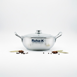 Single Piece Metal Finish Wok in 3 Sizes with Wooden Bakelite Handle Iron Frying <b>Pan</b> with Lid for Gas <b>Induction</b> Stove for Hotels - Product Image 3