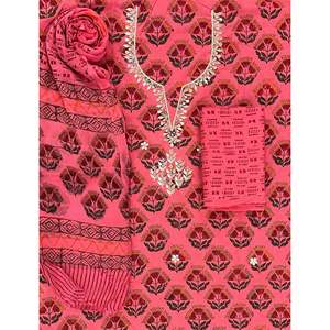 Conjunto de traje de algodón sin coser para mujer, estampado a mano - Product Image 1