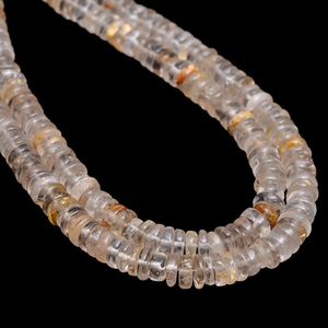 Cuentas sueltas de cuarzo rutilado AAA+ de 5 mm, lisas, tipo Heishi, con rutilo dorado natural, en forma de disco, para joyería - Product Image 4