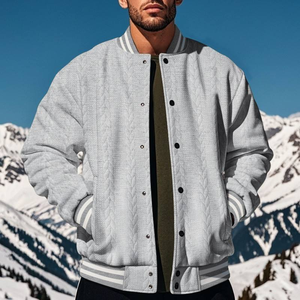Chaqueta de béisbol deportiva para hombre de otoño e invierno, cárdigan abotonado informal de nuevo diseño, prendas de vestir exteriores con cuello levantado - Product Image 4