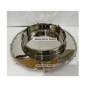 Bol de service à chocolat en acier inoxydable antique Vente chaude Articles de fête Présentoir à dessert Plateau de serveur sucré par Indian Metal World - Product Image 2