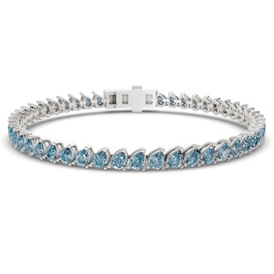 Glacial Ice Blue Pear Lab Grown Diamond Tennis Bracelet 4 Ct Tw VS Clarity 65 Diamonds 14K <b>Solid</b> <b>Gold</b> Cool Winter Palette - Product Image 1