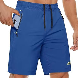 Pantalones cortos de entrenamiento de secado rápido de malla transpirable con logotipo personalizado para hombre, pantalones cortos de entrenamiento de gimnasio con cintura elástica y patrón sólido - Product Image 1
