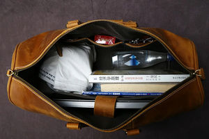 กระเป๋าเดินทางหนังแท้ความจุขนาดใหญ่สไตล์วินเทจพร้อมซิปปิดกันน้ำสำหรับกลางแจ้งทุกสัปดาห์ - Product Image 6