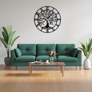 Reloj de pared de metal negro redondo artístico con diseño minimalista elegante Ideal para elegante sala de estar dormitorio cocina u oficina - Product Image 2