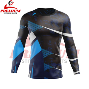 Custom Wholesale Custom Logo <b>Men</b> Long Sleeve <b>Compression</b> Rash Guard Quick Dry Polyester Spandex Fitness Wear Gym <b>Shirt</b> - Product Image 5