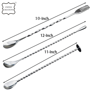 Agitador de mezcla de metal de acero inoxidable largo Cuchara de barra de cóctel para una agitación y mezcla eficientes - Product Image 3