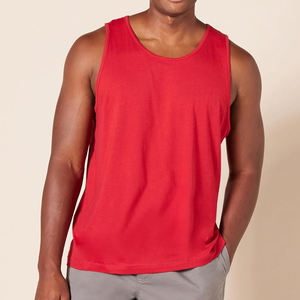 Débardeur de gym côtelé en coton pour hommes, culturisme, stretch, avec logo personnalisé, débardeur de gym en coton de couleur unie pour hommes - Product Image 5