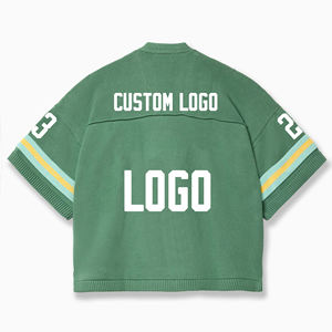 Benutzer definierte Kurzarm V-Ausschnitt Strick Trikot Fußball T-Shirt Strick Jersey Männer und Frauen - Product Image 1