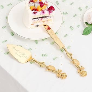 Exquisito juego de cuchillos y servidor de pastel de latón perfecto para elegantes presentaciones de postres para eventos a precio mayorista de La India - Product Image 3
