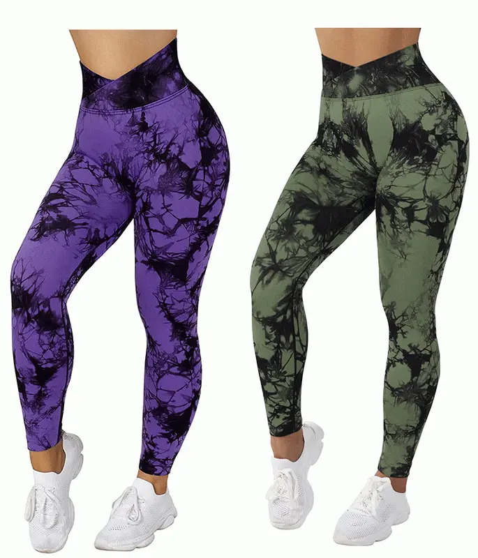 PASUXI Wholesale Tie Dye Printing High Waisted Sports Leggings Women Fitness Gym Yoga Pants Workout Leggings