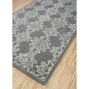 Tapis Imara en laine et viscose tufté à la main, gris et noir, motif géométrique rayé, pour la maison, le couloir, la chambre, forme rectangulaire, 3D Tra-14610 - Product Image 2