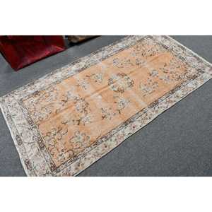 Alfombra Turca Vintage de 3.5x6.6 pies, Alfombra Decorativa, Alfombra Oriental de Lana Naranja Marrón - Product Image 2