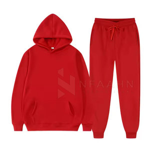 Survêtement à manches longues coupe ajustée 100% coton à motif solide et col à capuche grande taille surdimensionné pour hommes - Product Image 1