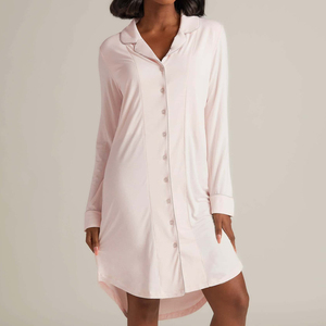 <span class=keywords><strong>Camicia</strong></span> <span class=keywords><strong>da</strong></span> <span class=keywords><strong>Notte</strong></span> in Jersey di Bambù per Donna, con Bottoni, Maniche Lunghe, Pigiama Sostenibile - Product Image 3