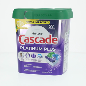 Cápsulas para Lavavajillas Cascade Platinum Plus, Detergente para Lavavajillas, Jabón para Platos, Aroma a Limón, 57 Unidades - Product Image 1
