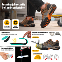 Chaussures de sécurité pour hommes GUYISA, couleur marron, tige en microfibre, semelle en caoutchouc, embout en acier
