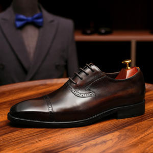 Chaussures Oxford en cuir de vachette pleine fleur avec talon amorti et design antidérapant, chaussures habillées pour hommes, chaussures en cuir - Product Image 1