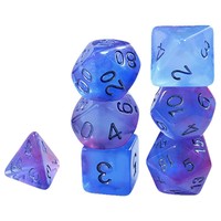 Ensemble de dés polyédriques DnD faits à la main en résine, 7 pièces, durables, écologiques, transparents, forme carrée, emballage en polybag
