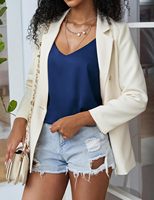 Débardeur Camisole Femme en Soie Satinée et Dentelle Tricotée Écologique, Col en V, Bretelles Fines, Dos Croisé, Sans Manches, Style Décontracté Superposable