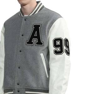 Varsity Letterman Baseball Bomber Chaquetas de hombre Lana y manga de cuero blanco Parches bordados Chaqueta de béisbol universitaria para hombres - Product Image 6