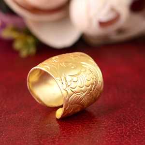 แหวนทองเหลืองหลายชั้นของผู้หญิงแหวนทองกลวงหนาชุบทองเครื่องประดับแฟชั่นสำหรับงานแต่งงานและงานเลี้ยง - Product Image 4