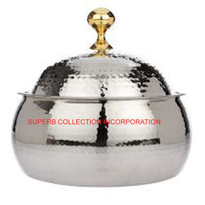 Casserole ronde en acier inoxydable plaqué cuivre lot de 3 chauffe-plats ensemble fait à la main meilleure vente et de haute qualité - Product Image 5