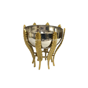 Bol à glace moderne en acier inoxydable et laiton, écologique, avec support en laiton, idéal pour les mariages, les hôtels et les centres de table. - Product Image 2
