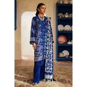 Traje Bordado de 3 Piezas sin Costuras Azul para Mujer, Incluye Top Adornado - Product Image 2