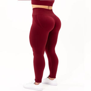 Venta al por mayor de mallas de gimnasio de cintura alta sin costuras logotipo personalizado ropa deportiva con punto de compresión estirable entrenamiento Fitness Legging - Product Image 6