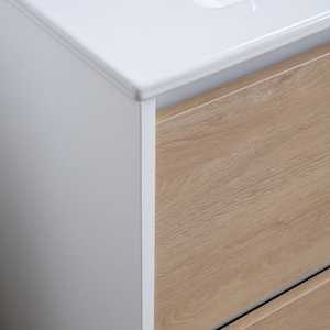Meuble de salle de bain autoportant blanc de 60 cm avec façade en chêne Lyon, ensemble de salle de bain - Product Image 5