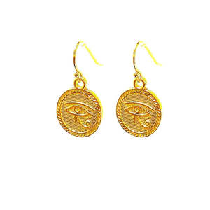 Boucles d'oreilles pendantes Horus Classic Vintage en alliage de zinc plaqué or avec motif géométrique orné de perles et de diamants pour les occasions de fête - Product Image 1