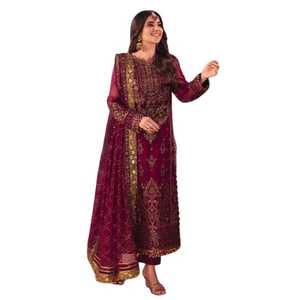 ชุดเล่น Salwar แบบอินเดียปักลายด้วยหินหนักชุดเทศกาลที่กำลังมาแรง - Product Image 1