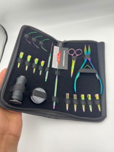 Hair Extension <b>Tools</b> Kit Reusable Rainbow <b>Multi</b> Color Surgical Grade Stainless Steel Beads Thread Flat <b>Plier</b> Clips Loop Scissors - Product Image 6