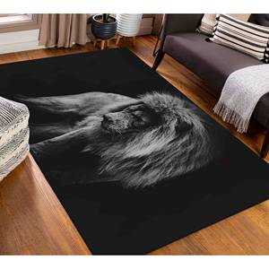Tapis portrait de lion africain : Tapis d'appoint animalier noir, Tapis imprimé, Tapis en chenille - Product Image 3