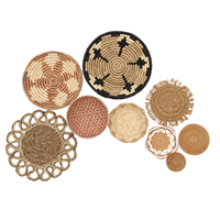 Produits naturels Ensemble de paniers suspendus en jonc de mer Décoration Boho Plaques tissées en paille Paniers suspendus en jonc de mer