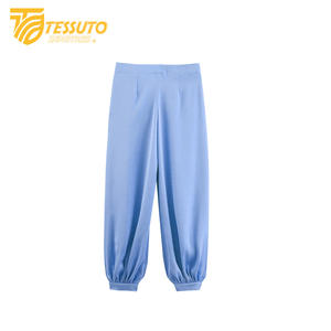 กางเกงเอวสูงทรงหลวมแบบมีเชือกผูกสำหรับผู้หญิงกางเกงปิดแบบลำลองทำจากผ้าไหมทรงหลวมใหม่ฤดูร้อน - Product Image 3