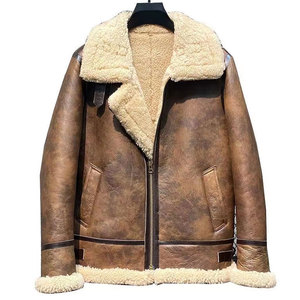 Chaqueta Bomber para Hombre de Alta Calidad al por Mayor OEM, Chaqueta de Cuero Personalizada con Forro de Piel de Oveja Genuina para Invierno - Product Image 6