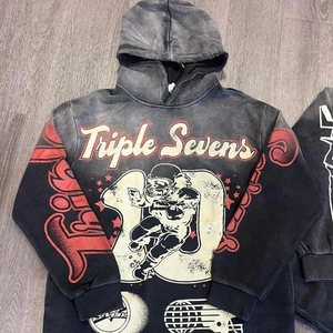 Sudadera con Capucha Extra Grande para Hombre, Estilo Hip-hop Urbano, con Estampado de Letras de Rock y Anime, Estilo Punk Gótico Y2k, Estilo Motociclista - Product Image 3