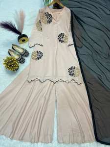 Vêtements de fête Salwar Kameez ensemble avec Bidri travail à la main broderie multi-aiguilles Zari travail-coton élégant séchage rapide - Product Image 3