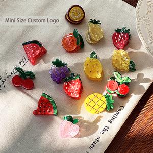 مشابك شعر صغيرة على شكل فواكه، مشابك شعر لطيفة وحلوة من الأسيتات على شكل فراولة وكرز وخضروات، بيع بالجملة - Product Image 1