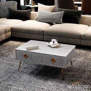 Table basse à tiroirs en os incrusté, artisanale, avec rangement, accent décoratif pour sublimer les thèmes de décoration intérieure de luxe - Product Image 5