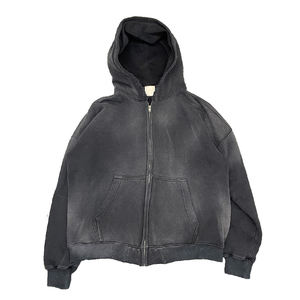 Custom Vintage parche desgastado bordado Tie Dye sudaderas con capucha de gran tamaño francés Terry Zip Up ácido lavado Sun Faded sudaderas con capucha - Product Image 1