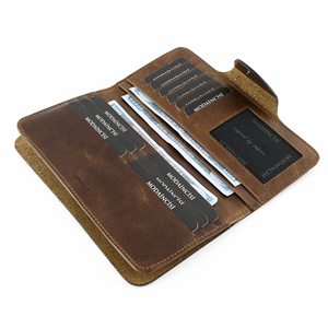 Genuine Leather Long Black Men's <b>Wallet</b> - Long Men's Card Holder Portfolio Handmade Business - Product Image 3