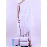Ihram Umrah Hajj Respirant Taille Unique 2 Pièces Coton Bambou Polyester Kit pour Musulmans 1250-1500 Gr Fabriqué en Turquie