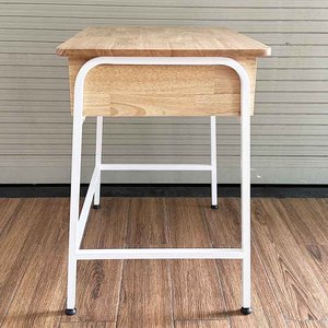 Single Natural Wood <b>Study</b> <b>Desk</b> with Drawers Iron Legs School Furniture-PSD031 - Product Image 6