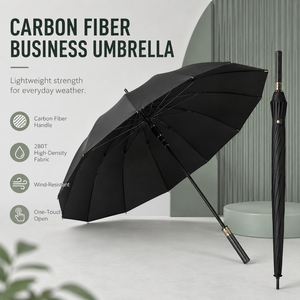 Paraguas de Golf con Marco de Fibra de Carbono, Capa Única, Tela Impermeable 280T, Resistente al Viento de 60 mph, 8/16 Varillas, con Impresión de Logotipo - Product Image 1
